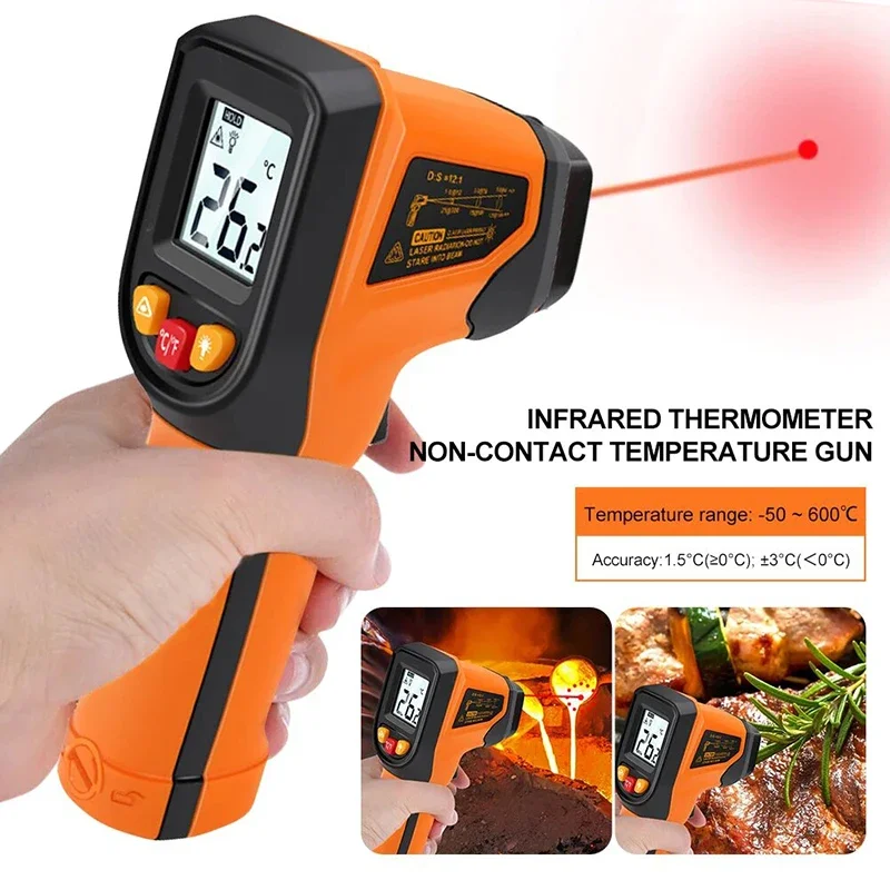 Industrial Laser Temperature Gun - T400 T600 デジタル赤外線温度計 -50~600 ℃ レーザー温度計