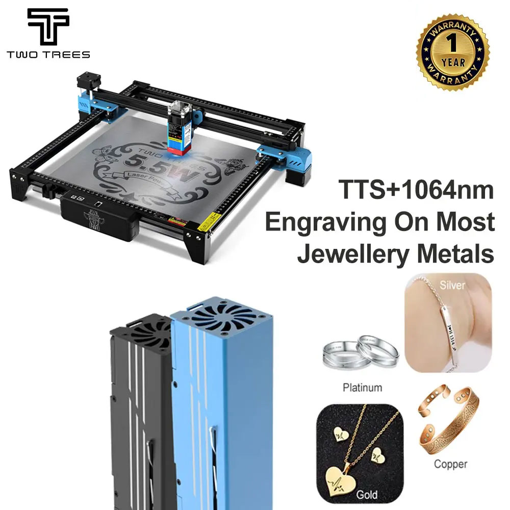 Industrial Laser Cutting - Twotrees-レーザー彫刻機TTS-55,wi-fi,1064nm,オフライン制御,ジュエリー,リング,ブレスレットを彫刻するための赤色レーザー彫刻機