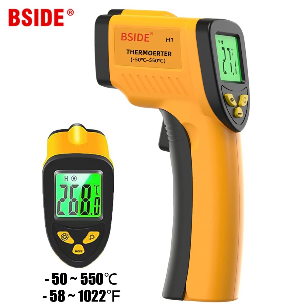 Industrial Laser Temperature Gun - デジタル赤外線温度計,非接触,肉,バッファローミルク,バーベキュー用レーザー温度計,調理温度計-50-550c
