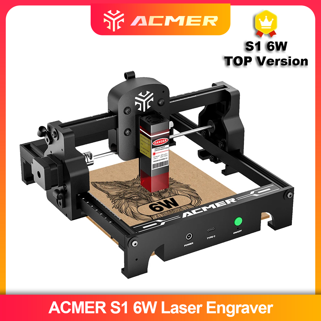 Industrial Handheld Laser Engraver - ACMER S1 2.5/3.5/6 ワットレーザー彫刻機ポータブルミニレーザー彫刻切断機木材革作業エリア 130*130 ミリメートル
