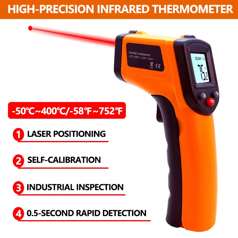 Industrial Laser Temperature Gun - ハンドヘルド赤外線温度計温度ガン非接触レーザー熱テスター産業用家庭用自動車用-50-400 ° C