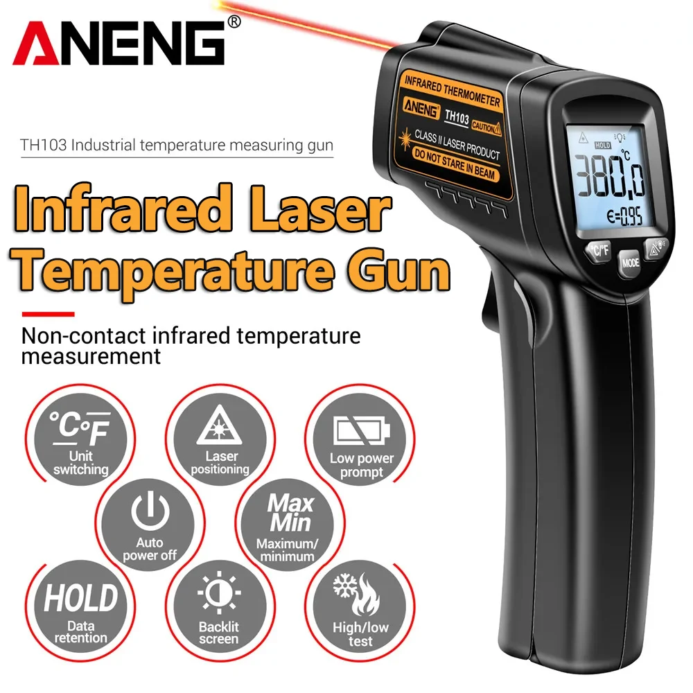 赤外線レーザー温度計 -20 ° C~380 ℃   IR温 - Industrial Laser Temperature Gun のレビューと価格
