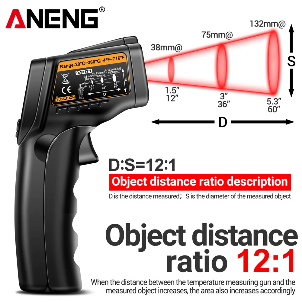 赤外線レーザー温度計 -20 ° C~380 ℃   IR温 - Industrial Laser Temperature Gun のレビューと価格