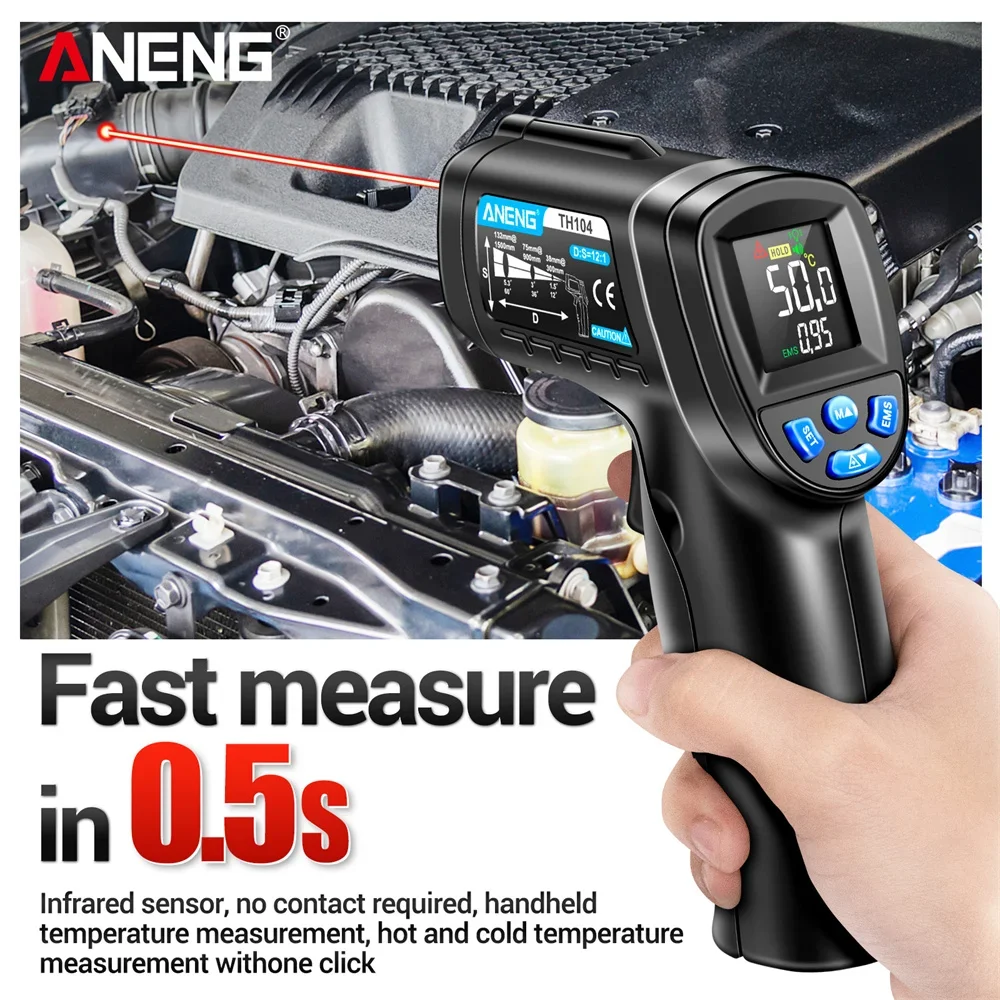 赤外線温度計工業用赤色レーザー温度計ガンVAスクリーンパイロ - Industrial Laser Temperature Gun のレビューと価格