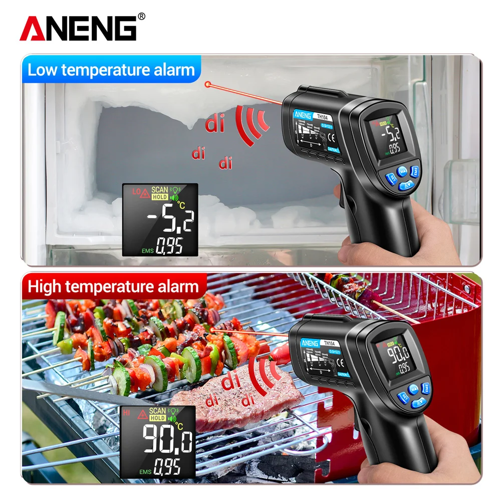 赤外線温度計工業用赤色レーザー温度計ガンVAスクリーンパイロ - Industrial Laser Temperature Gun のレビューと価格