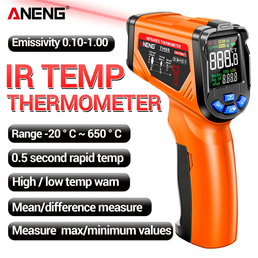 赤外線温度計 デジタル 非接触式 -20~650℃ ℃    - Industrial Laser Temperature Gun のレビューと価格